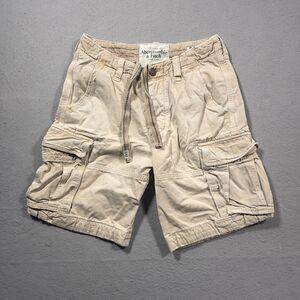 Vintage Abercrombie‎ Fitch Cargo Shorts Men 30 Paratrooper Beige Drawstring Y2K